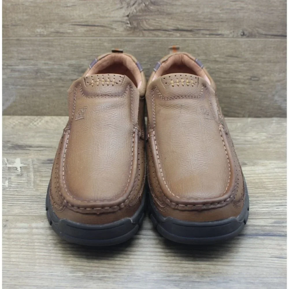 Camel Crown men's khaki leather comfort walking loafers slip‎ on shoes 13